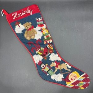 Needlepoint‎ Wool Christmas Stocking Nutcracker Bear Toy Victorian "Kimberly"